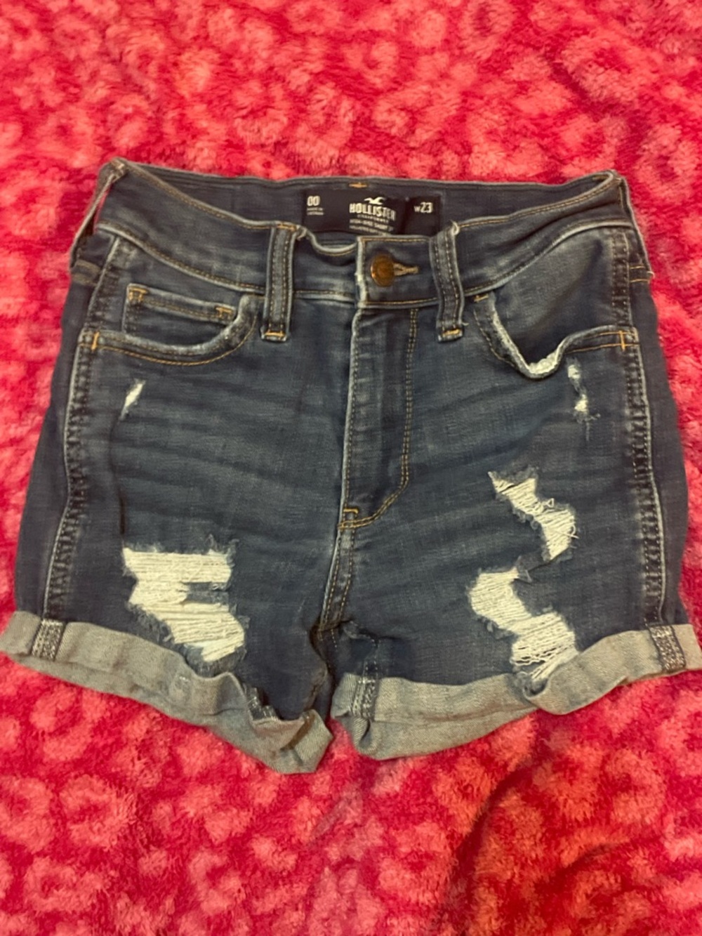 Hollister Dark Wash Distressed Denim Shorts